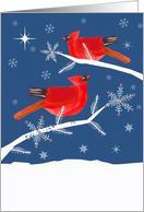 Blank, All Purpose Note Card, Cardinal Birds, Winter Landscape card