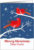 Dear Uncle, Merry Christmas, Cardinal Birds, Winter Landscape card