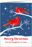 Son and Daughter-in-Law, Merry Christmas, Cardinal Bird, Winter card