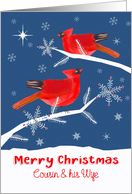 Cousin and his Wife, Merry Christmas, Cardinal Bird, Winter card