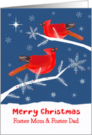 Foster Mom and Foster Dad, Merry Christmas, Cardinal Bird, Winter card