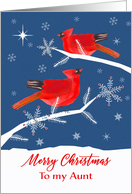 To my Aunt, Merry Christmas, Cardinal Bird, Winter card