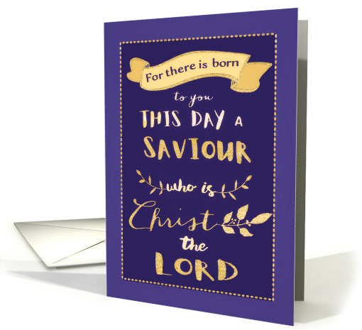 Christian Christmas Card, Scripture, Luke 2:11, Gold-Effect card