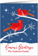 Customizable, Season’s Greetings, Cardinal Bird, Winter, Star card