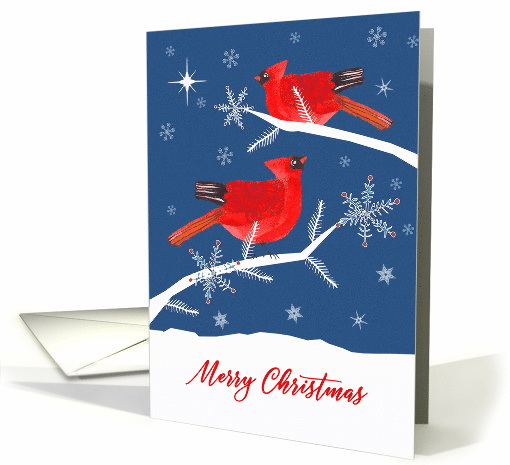 Merry Christmas, Cardinal Bird, Winter Landscape, Star card (1543494)
