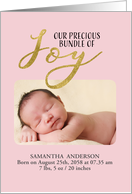 Photocard, Bundle of Joy, Birth Announcement Baby Girl, Pink, Gold card