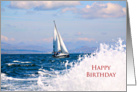 Birthday card with yacht and splashing water card