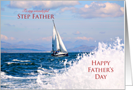 Father’s Day for step father with yacht and splashing water card