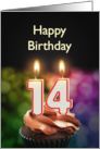 14th birthday with candles card