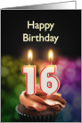 16th birthday with candles card