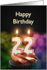 22nd birthday with candles card