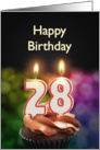 28th birthday with candles card