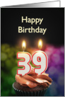 39th birthday with candles card