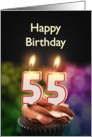 55th birthday with candles card