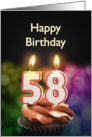 58th birthday with candles card