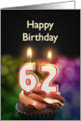 62nd birthday with candles card