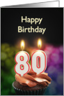 80th birthday with candles card