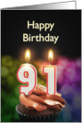 91st birthday with candles card