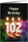 102nd birthday with candles card
