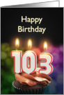 103rd birthday with candles card