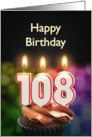 108th birthday with candles card
