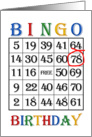 78th Birthday Bingo card