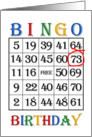 73rd Birthday Bingo card