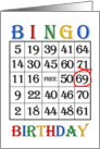 69th Birthday Bingo card