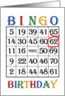 62nd Birthday Bingo card