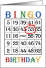 53rd Birthday Bingo card