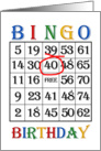 40th Birthday Bingo card
