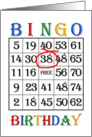 38th Birthday Bingo card