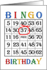 37th Birthday Bingo card