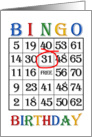 31st Birthday Bingo card