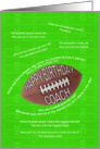 Football jokes birthday card for a coach card
