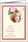 Add a picture,granddaughter birthday with pink rose and jewels card