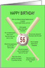 56th birthday, awful baseball jokes card