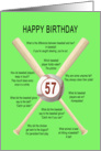 57th birthday, awful baseball jokes card