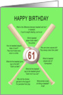 61st birthday, awful baseball jokes card