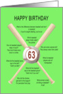 63rd birthday, awful baseball jokes card