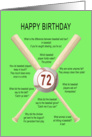 72nd birthday, awful baseball jokes card