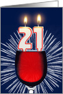 21st birthday wine and birthday candles card