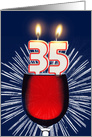 35th birthday wine and birthday candles card