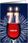 71st birthday party add a name, wine and birthday candles card