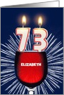 73rd birthday party add a name, wine and birthday candles card