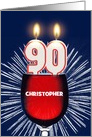 90th birthday party add a name, wine and birthday candles card