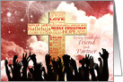 Friend and partner, A Christmas cross with cheering crowds card
