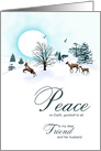 Friend and her husband, Christmas scene with reindeer card