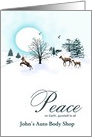 Add your business name, Christmas scene with reindeer card