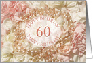 60th birthday, pearls and petals card